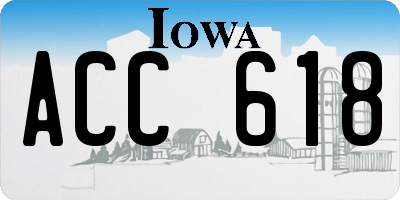 IA license plate ACC618
