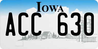 IA license plate ACC630