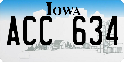 IA license plate ACC634
