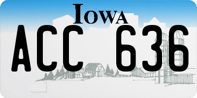 IA license plate ACC636