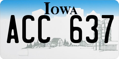 IA license plate ACC637