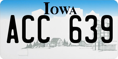 IA license plate ACC639