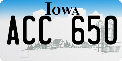 IA license plate ACC650