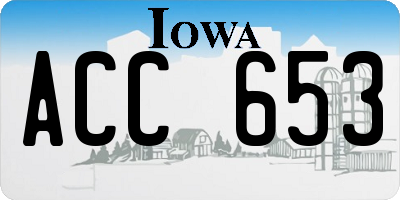 IA license plate ACC653