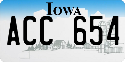 IA license plate ACC654