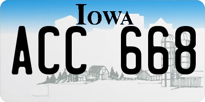 IA license plate ACC668