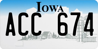 IA license plate ACC674