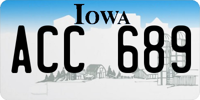 IA license plate ACC689