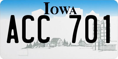 IA license plate ACC701