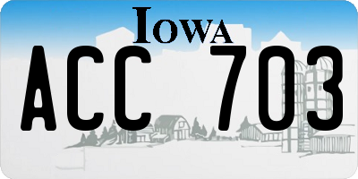 IA license plate ACC703