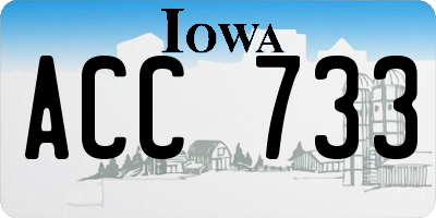IA license plate ACC733