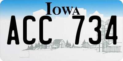 IA license plate ACC734