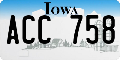 IA license plate ACC758