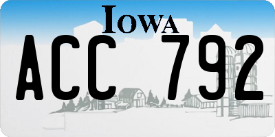 IA license plate ACC792