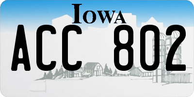 IA license plate ACC802