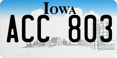 IA license plate ACC803