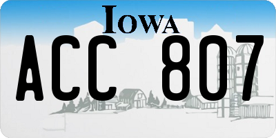 IA license plate ACC807