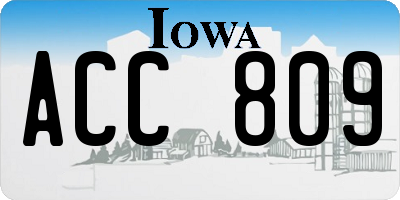 IA license plate ACC809