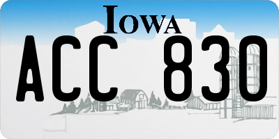 IA license plate ACC830