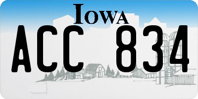 IA license plate ACC834