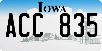 IA license plate ACC835