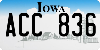 IA license plate ACC836