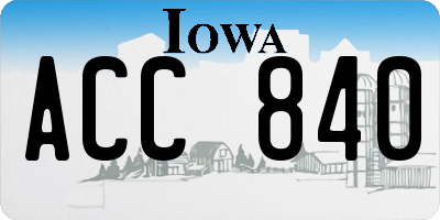 IA license plate ACC840