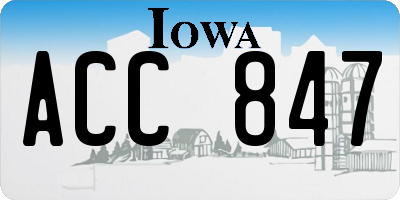 IA license plate ACC847