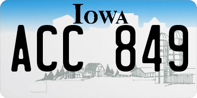 IA license plate ACC849