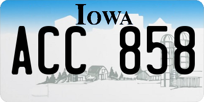 IA license plate ACC858