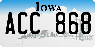IA license plate ACC868