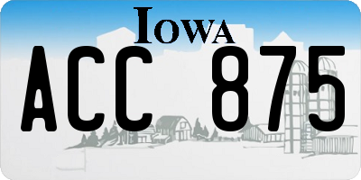 IA license plate ACC875