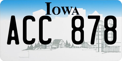 IA license plate ACC878