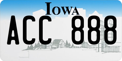 IA license plate ACC888