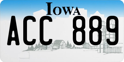 IA license plate ACC889