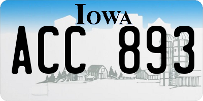 IA license plate ACC893