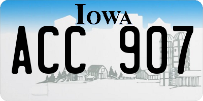 IA license plate ACC907