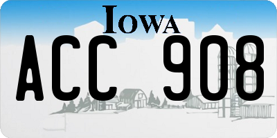 IA license plate ACC908