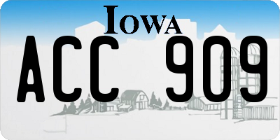 IA license plate ACC909