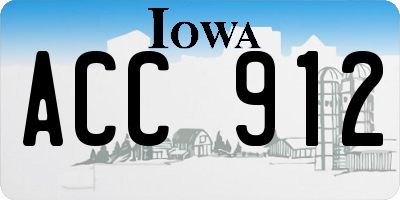 IA license plate ACC912