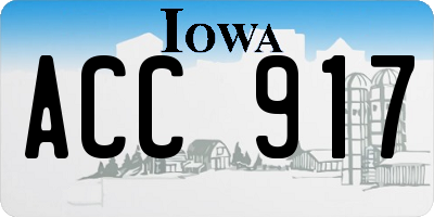 IA license plate ACC917