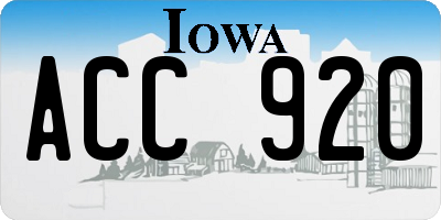 IA license plate ACC920