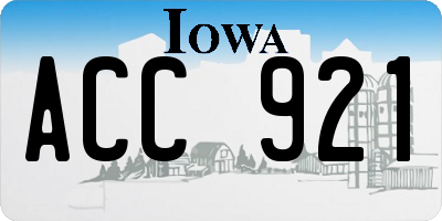 IA license plate ACC921