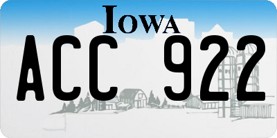 IA license plate ACC922