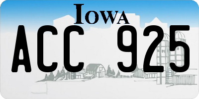 IA license plate ACC925