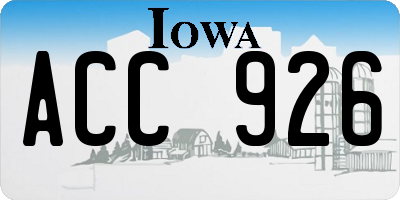 IA license plate ACC926