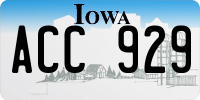IA license plate ACC929