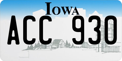 IA license plate ACC930