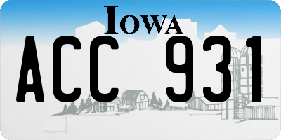 IA license plate ACC931
