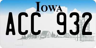 IA license plate ACC932